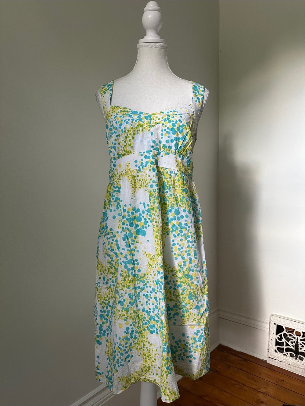 BIANCA NYGARD Cotton Summer Preppy Sweatheart Polka Dot Y2K Babydoll Dress Sz 6
